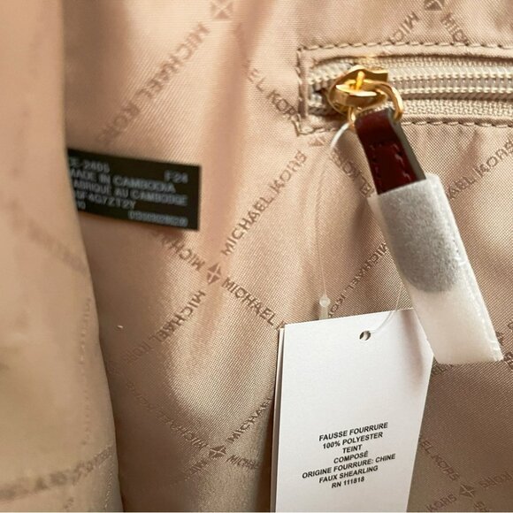 Michael Kors Mirella shearling Medium Burgundy Tote - Picture 6 of 8